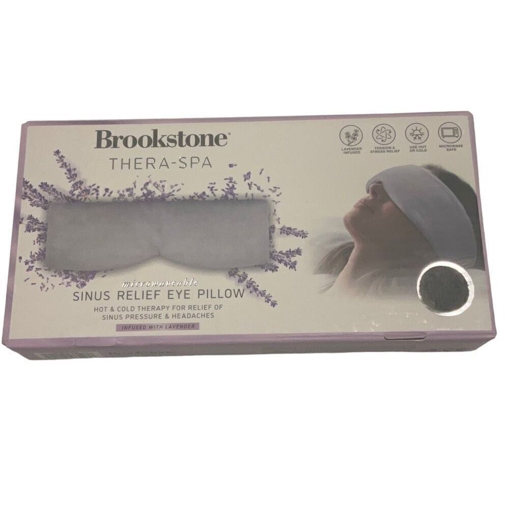 Brookstone Thera-Spa Sinus Relief Eye Pillow. NIB. Grey. Lavender Infused.